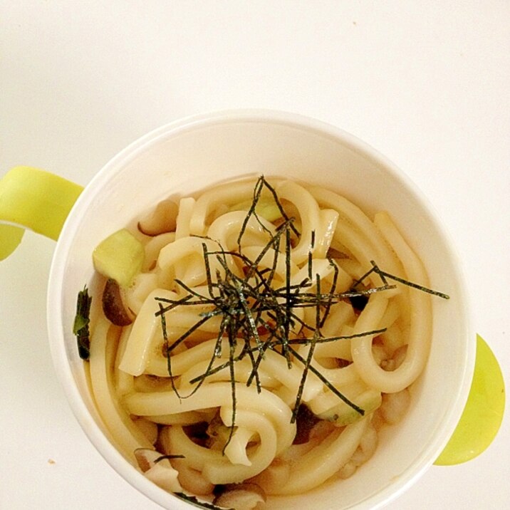 茄子としめじの釜玉うどん☆離乳食